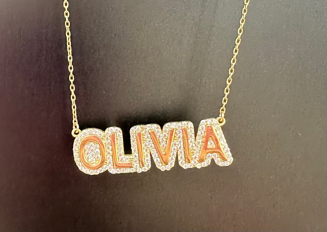 Bubble Letter Name Necklace