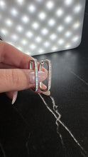 Load image into Gallery viewer, Silver Diamond Rectangle Bezel Hoops
