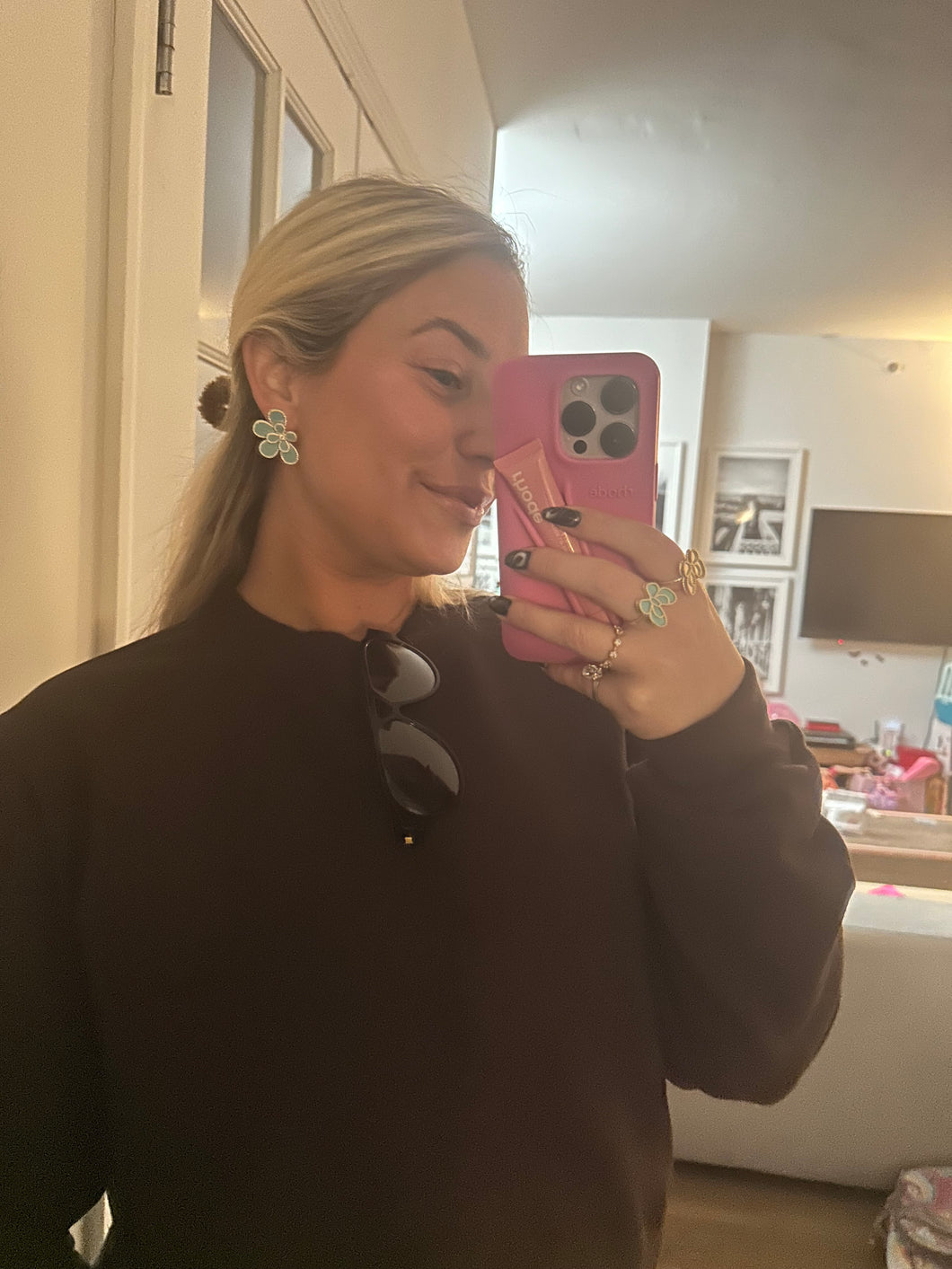 Turq Floral Earring