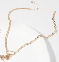 Load image into Gallery viewer, Heart Lock Mixed Chain Necklace
