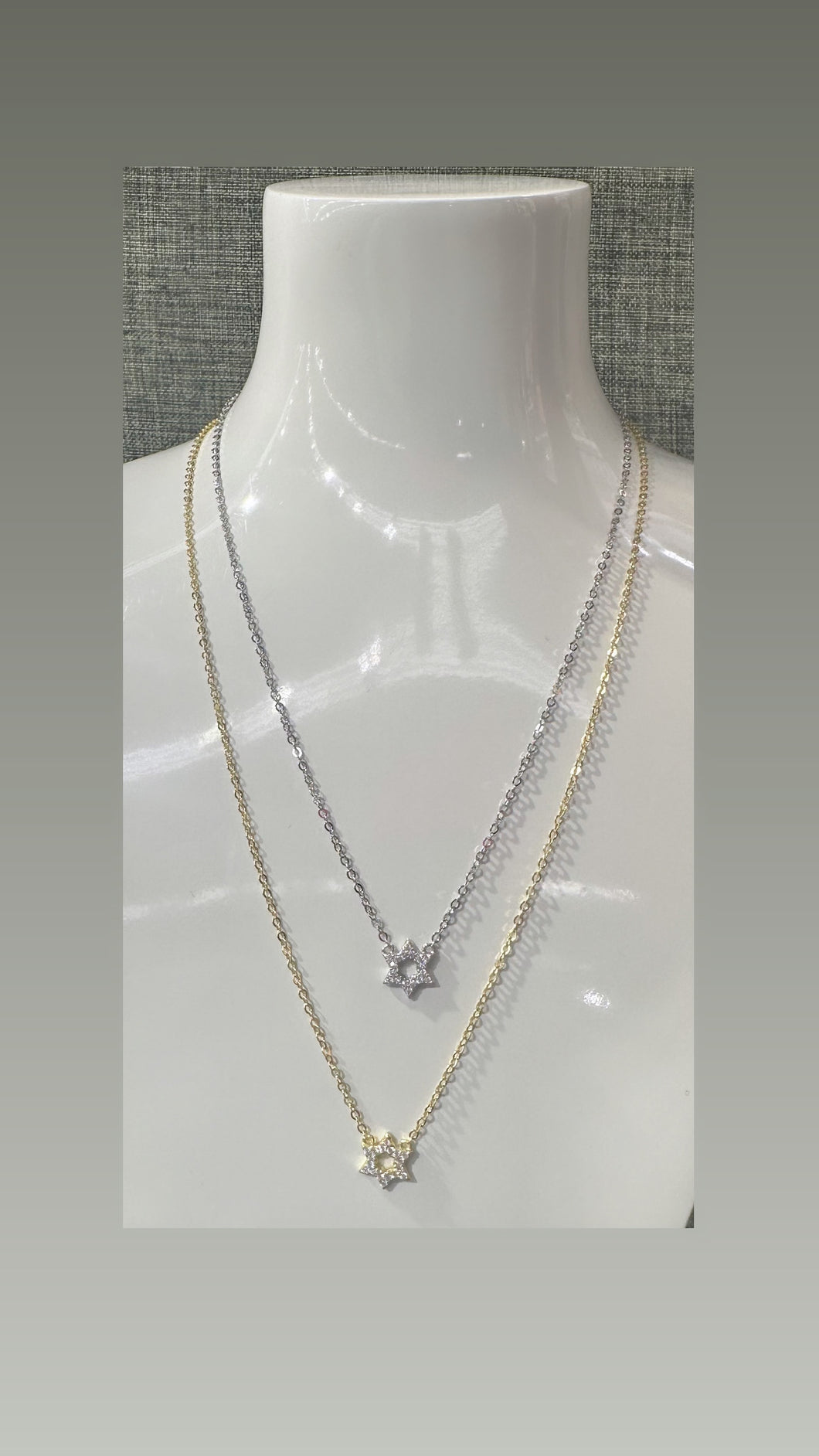 Dainty Jewish Star Necklace with stones