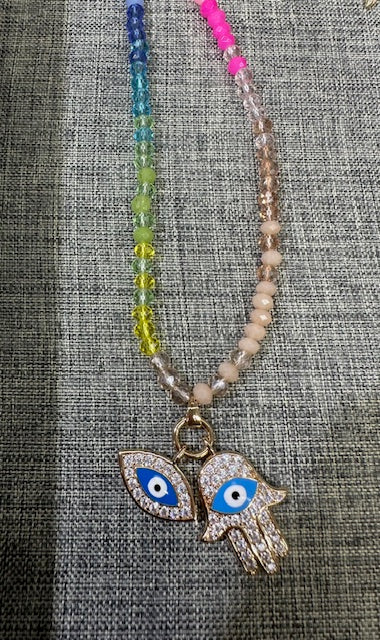 SAMPLE SALE Rainbow Choker Evil Eye Hamsa