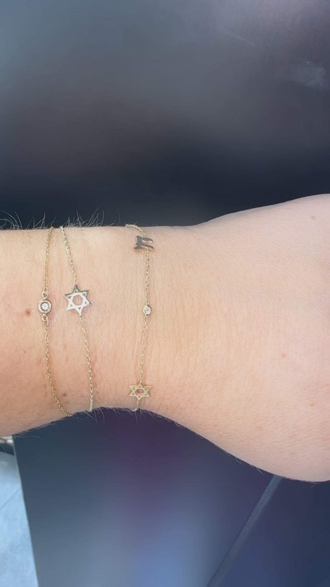 14K Jewish Star Charm Bracelet