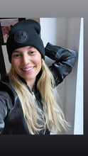 Load image into Gallery viewer, Smiley Face Beanie Black with Black Smiley
