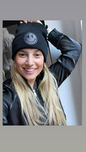 Load image into Gallery viewer, Smiley Face Beanie Black with Black Smiley
