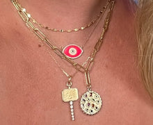 Load image into Gallery viewer, Pink Enamel Evil Eye Necklace
